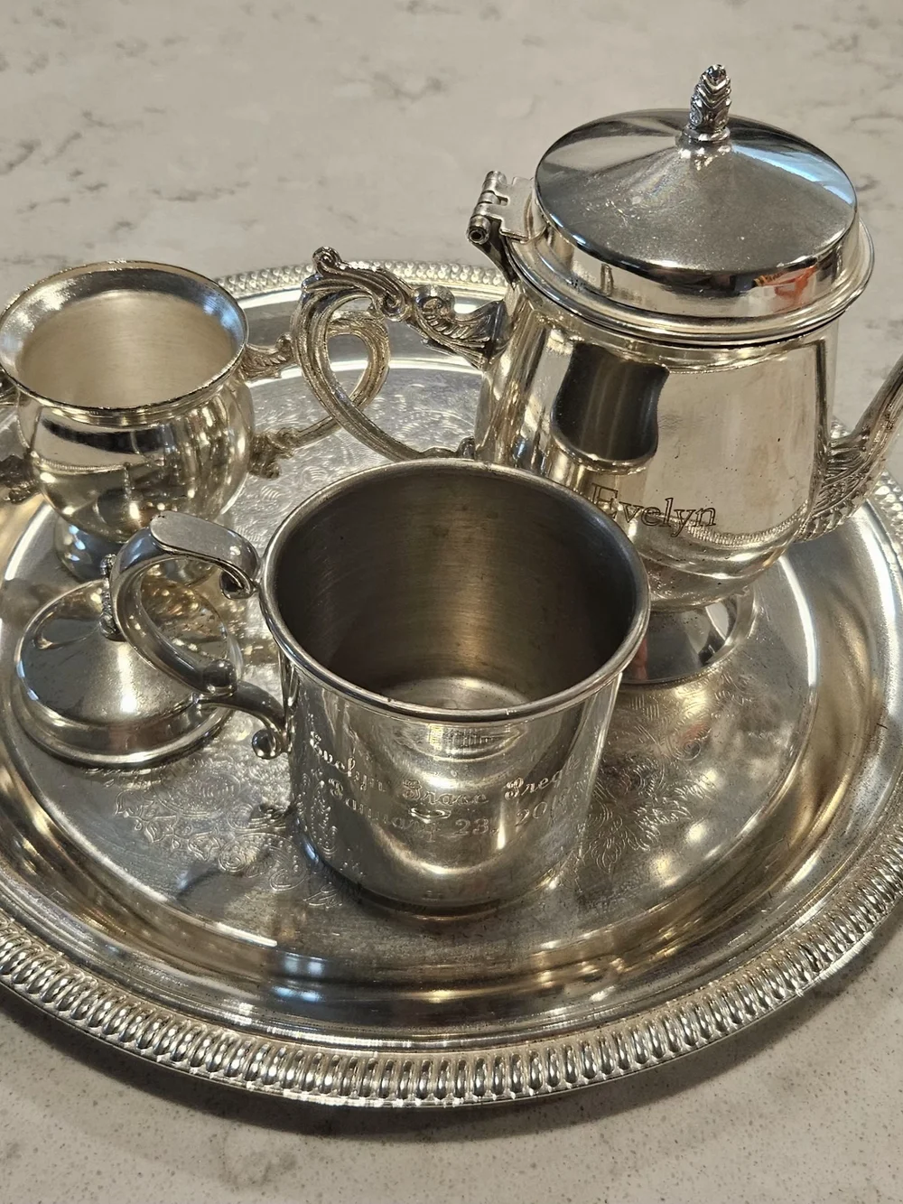 Classic Silver-Plated Tea Set - Elegant White/Silver Finish